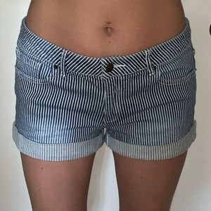 Striped jean shorts